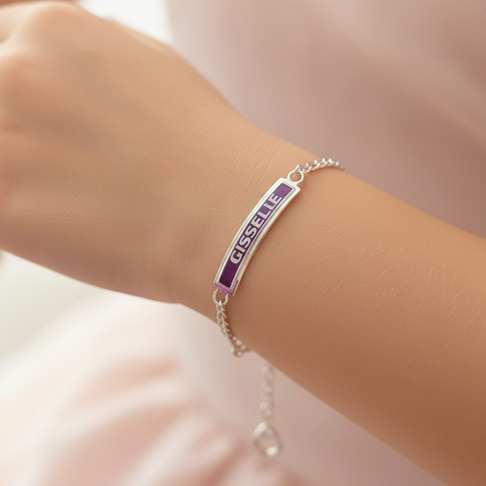 Pulsera Personalizable para Niños Unisex Plata.