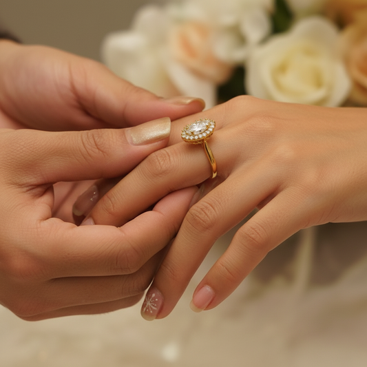 Anillo de Compromiso infinito oval