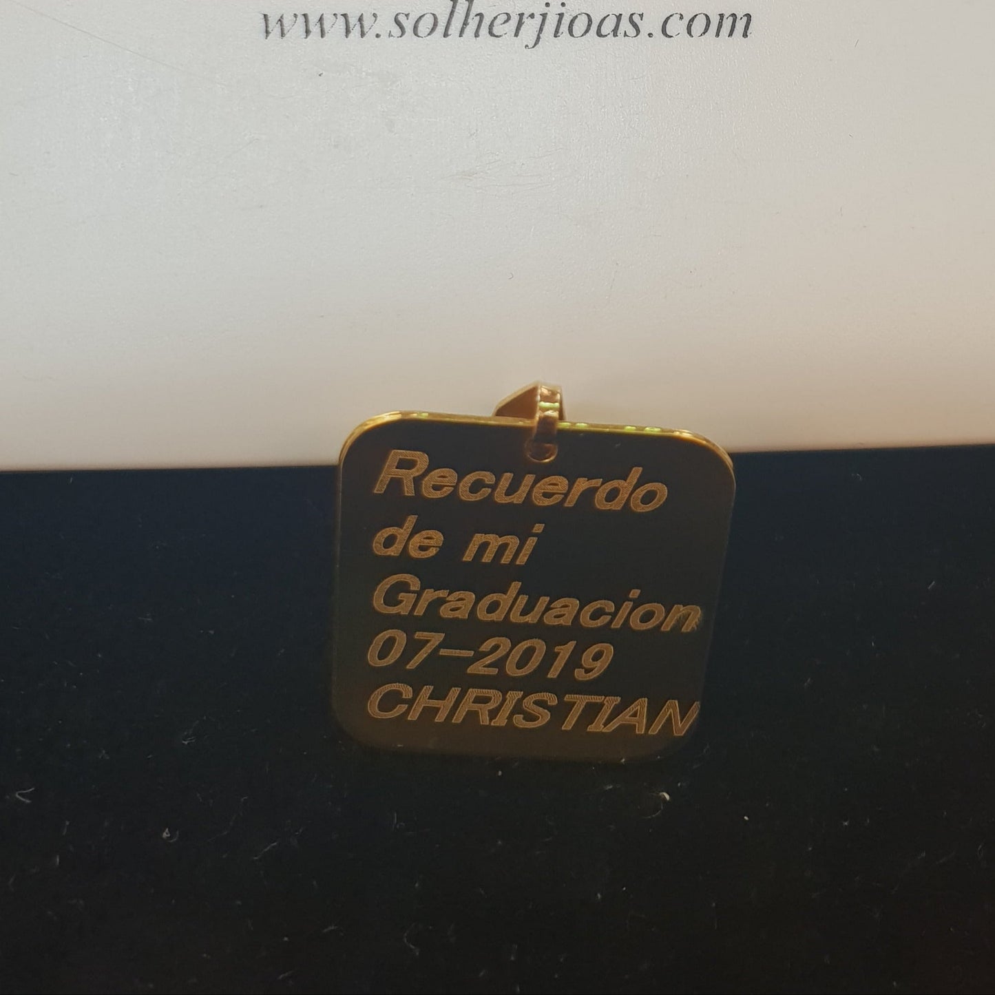 Colgante Placa Cuadrado Personalizado Gold T G.