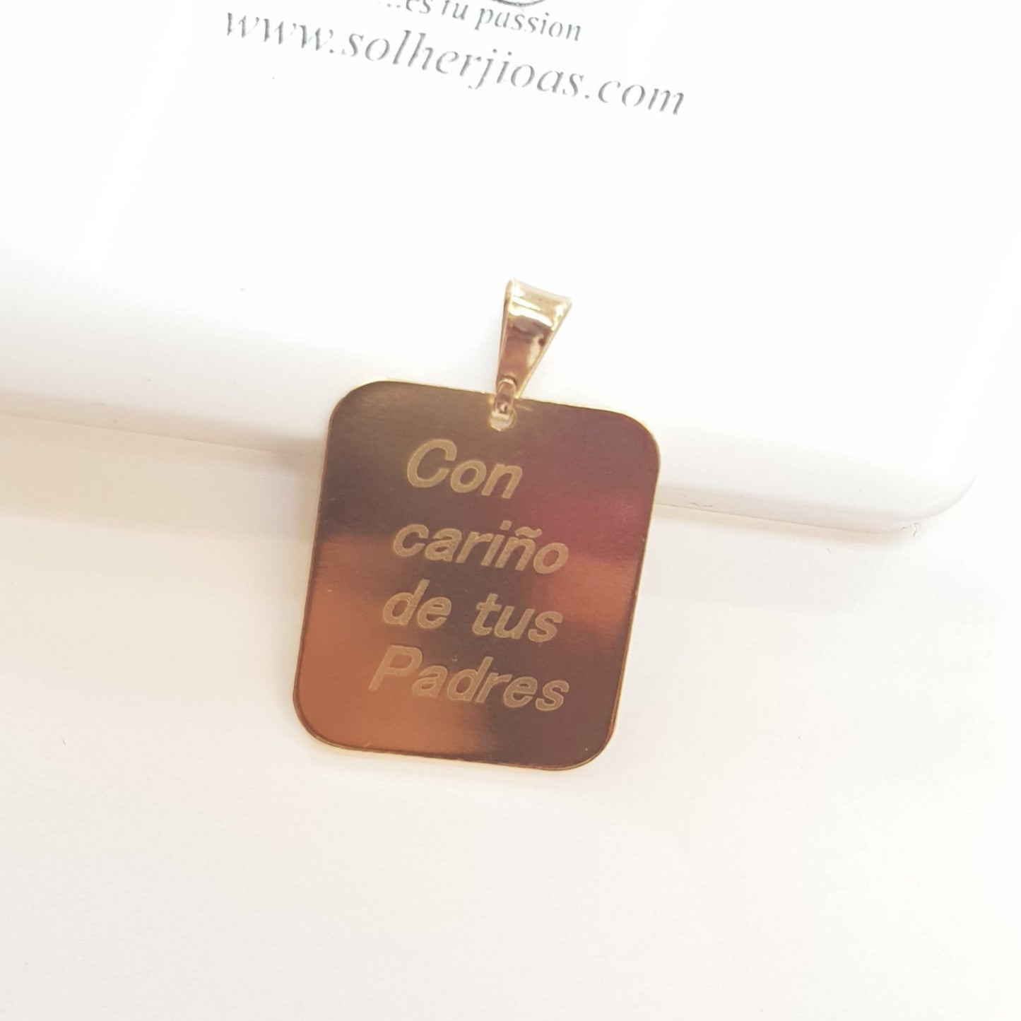 Colgante Placa Cuadrado Personalizado Gold T G.