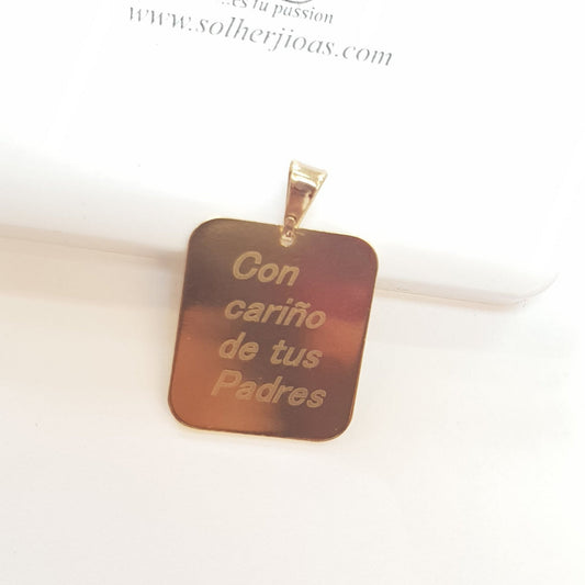 Colgante Placa Cuadrado Personalizado Gold T G.
