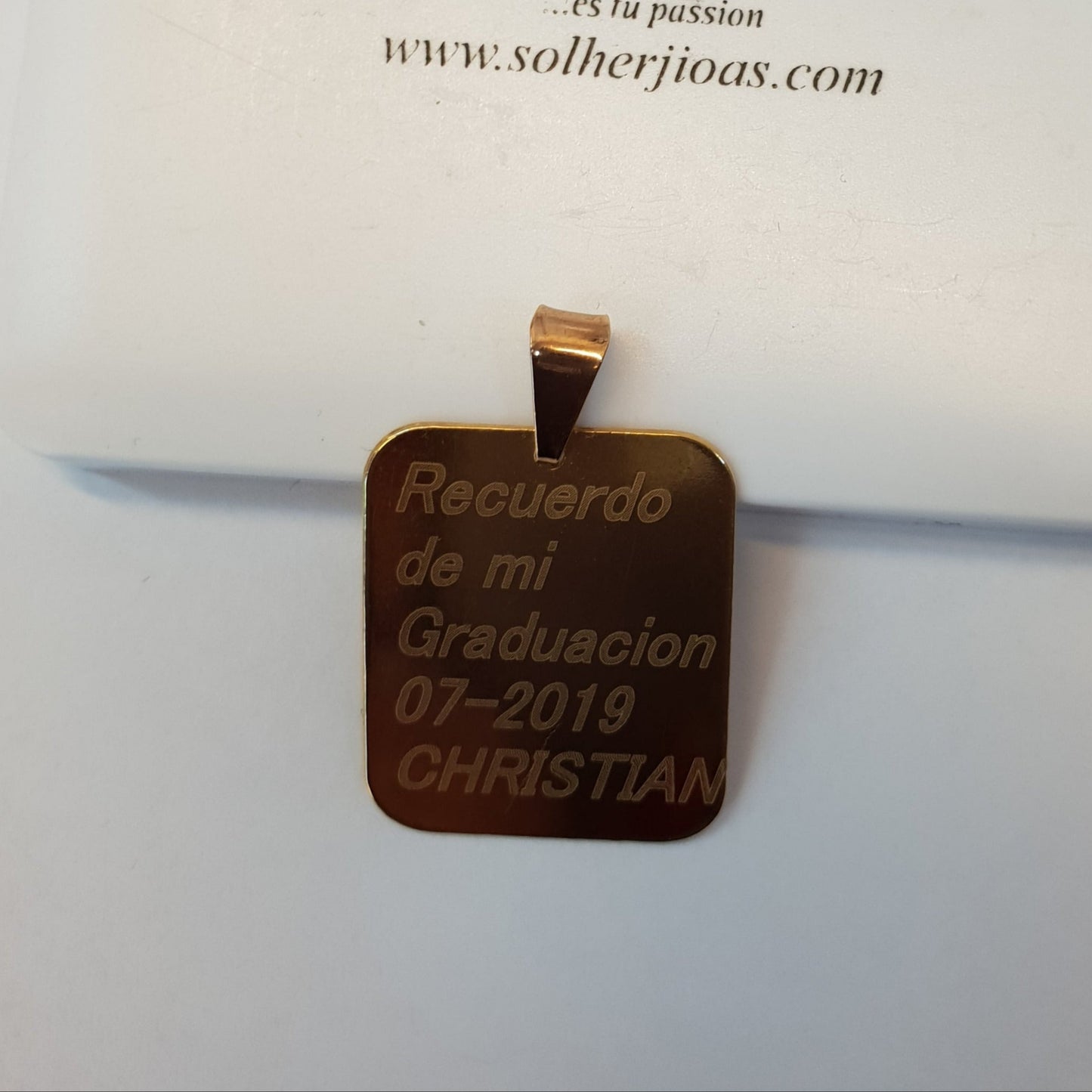 Colgante Placa Cuadrado Personalizado Gold T G.