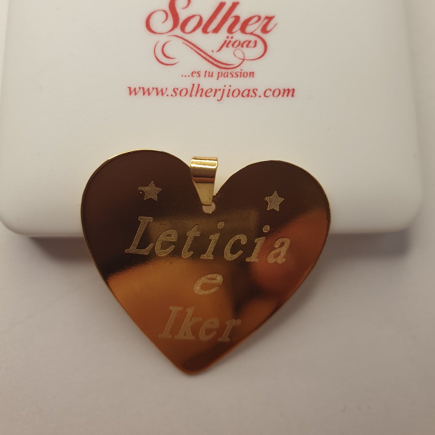 Cadena y Colgante Placa Corazon Gold T. G