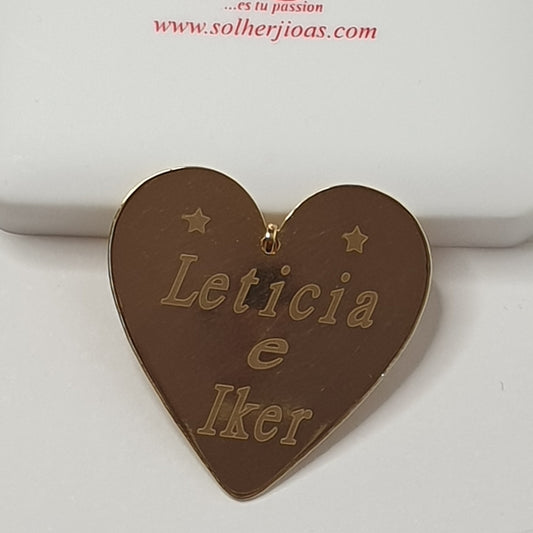 Colgante Placa Corazon Personalizable Gold T.G