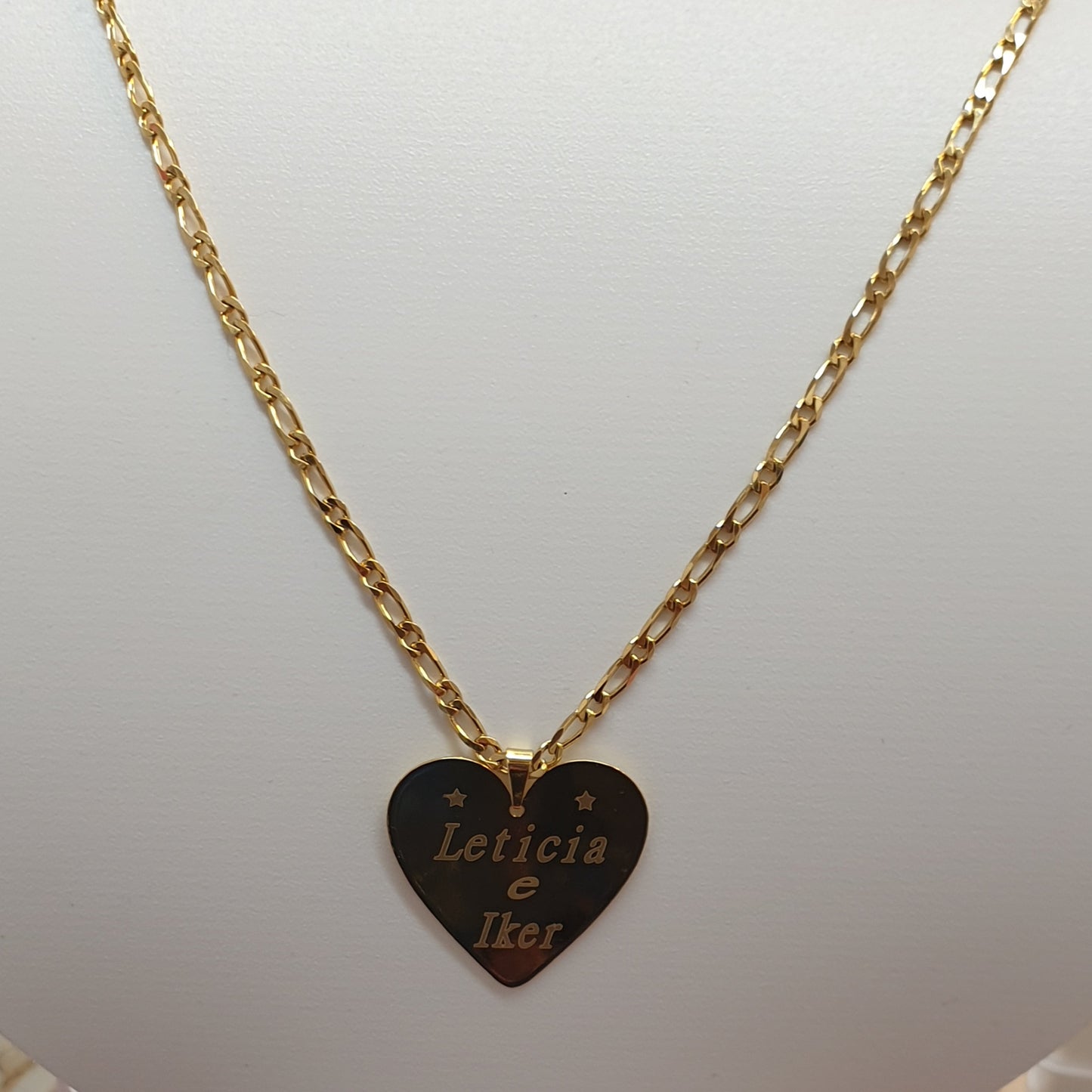 Cadena y Colgante Placa Corazon Gold T. G