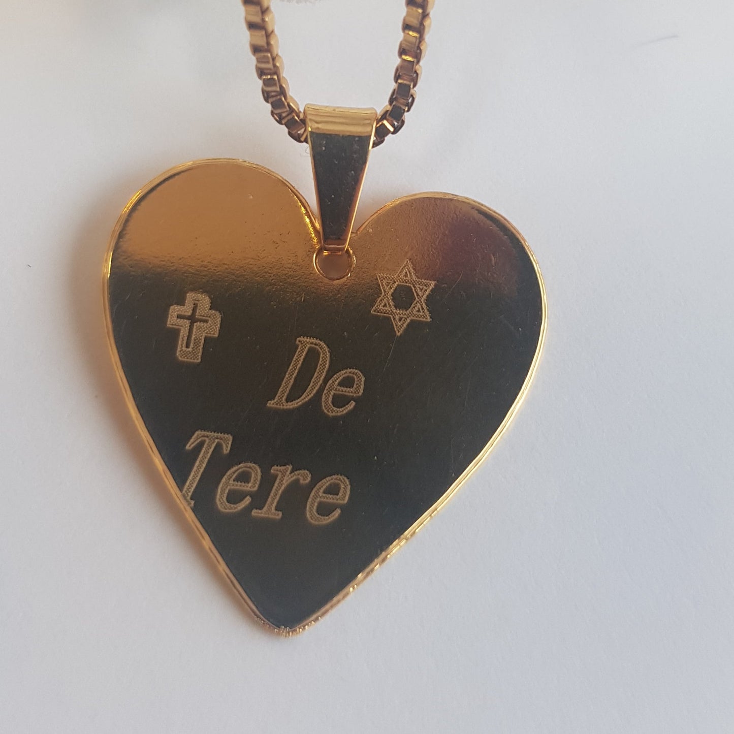 Cadena y Colgante Placa Corazón Gold Tamaño M