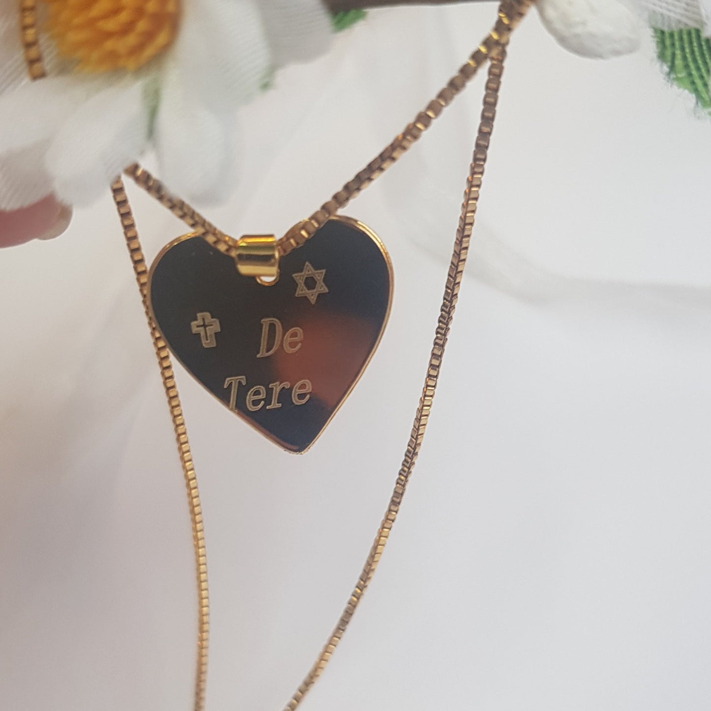 Cadena y Colgante Placa Corazón Gold Tamaño M