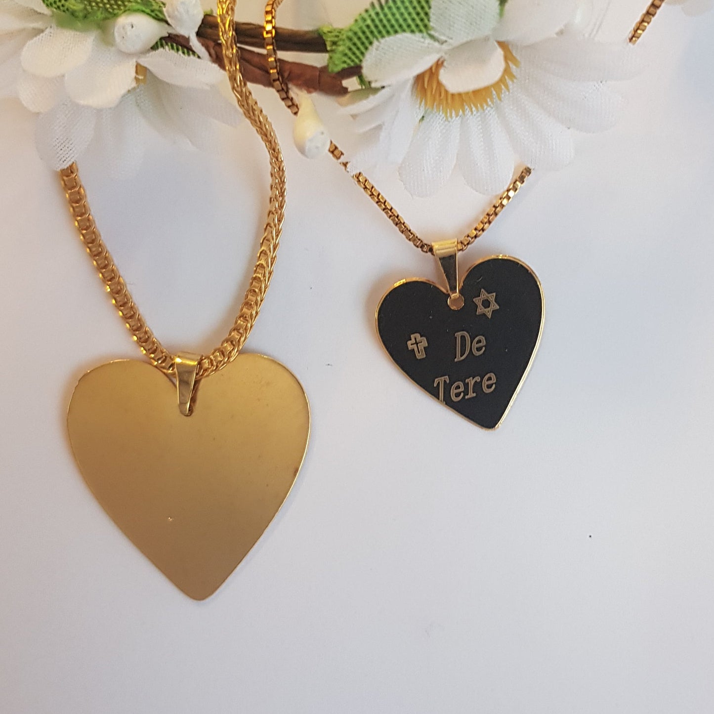 Cadena y Colgante Placa Corazón Gold Tamaño M
