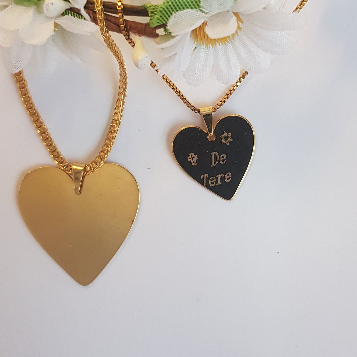 Cadena y Colgante Placa Corazón Gold Tamaño M
