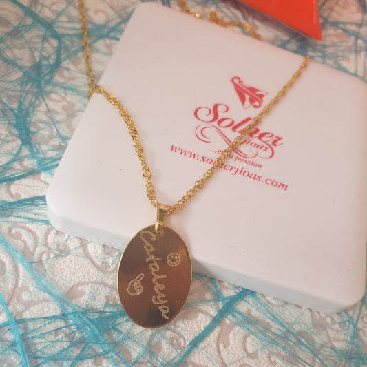 Cadena y Placa Oval Gold.