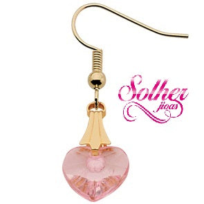 Pendiente Corazón Cristal Translucido Gold.