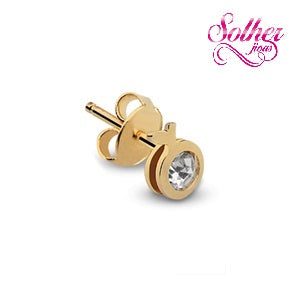 Pendientes Mini Manzana 🍏con Mini Circonitas Fina Transparente Gold.