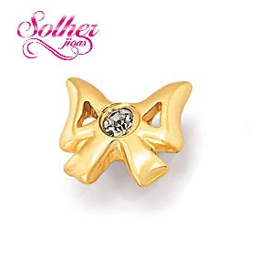 Pendientes Lazos Mini FLOR Tribal con Circonita Cierre Rosca Gold.