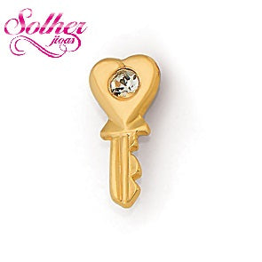 Pendientes Llave Mini con Circonita Gold.