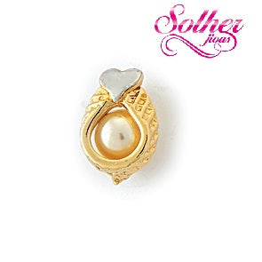 Pendientes Corazon en Perla con Borde Tamaño Nº 2