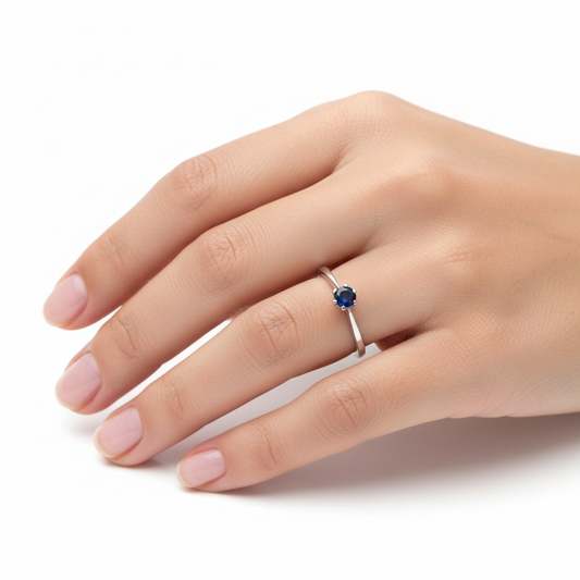 Anillo Zafiro Oro Blanco