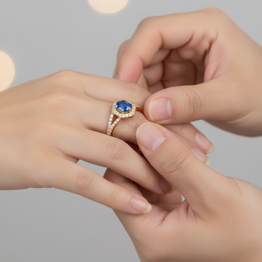 Anillo Circón Zafiro Gold