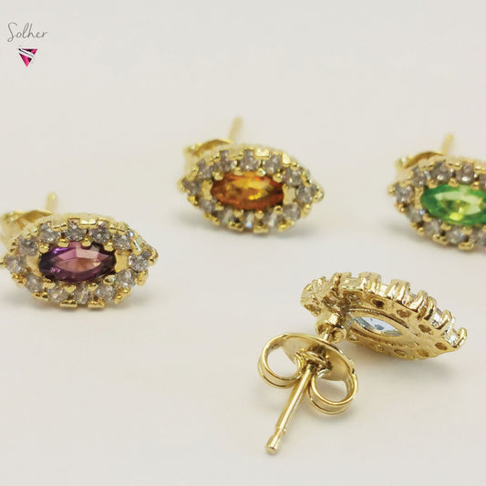 Pendiente Oval con Circón  Gold.