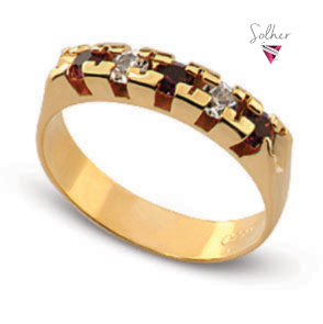 Anillo o Colgante Circonitas traslucido y Rojo Gold