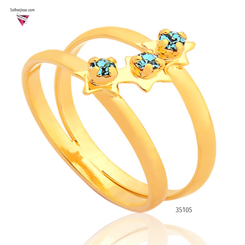 Anillo Estrellas Con Circonitas Gold