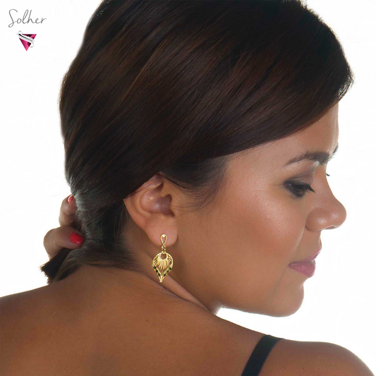 Pendiente Hoja con Circonitas   Gold.
