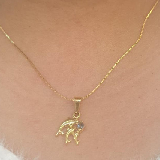 Conjunto Familia Delfines Gold.