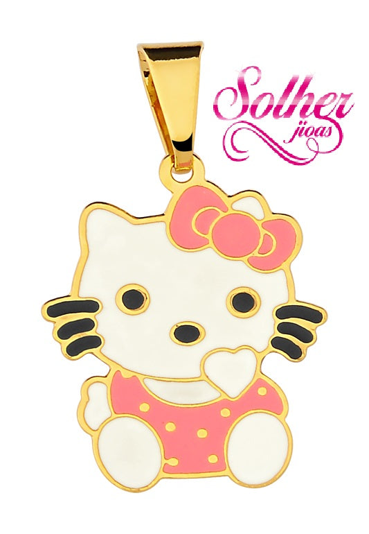 Colgante Hello Kitty Bebe Esmaltado Gold.