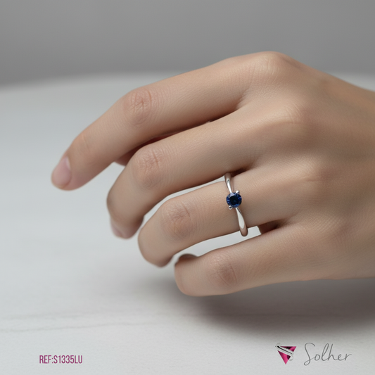 Anillo Zafiro Oro Blanco