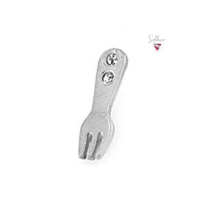 Pendientes Tenedor Mini con Circonitas Plata