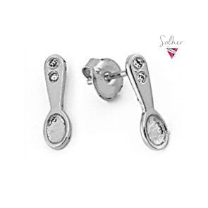 Pendientes Cucharita Mini con Circonitas Plata