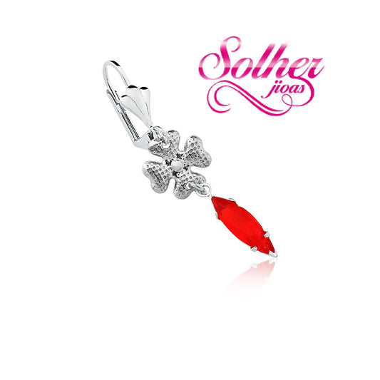 Pendiente Flor Trébol Plata.