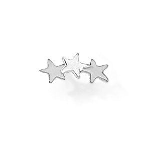 Pendiente Tres Estrellas Relieve Plata cierre Presión .