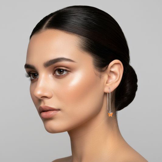 Pendientes Hilo Mariposa Ambar Silver.