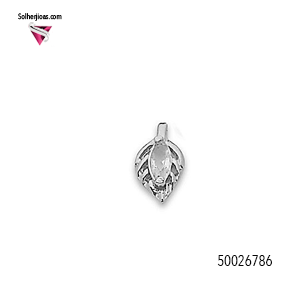 Pendientes Hoja con Circón de Plata.