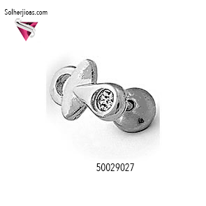Pendientes Chupete Mini con Circonitas Plata
