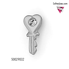 Pendientes Llave Mini con Circonita Plata