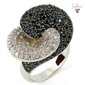 Anillo Flor Black Plata