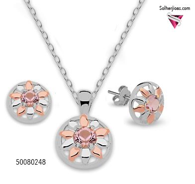 Conjunto Sol Estrella Plata con Circón