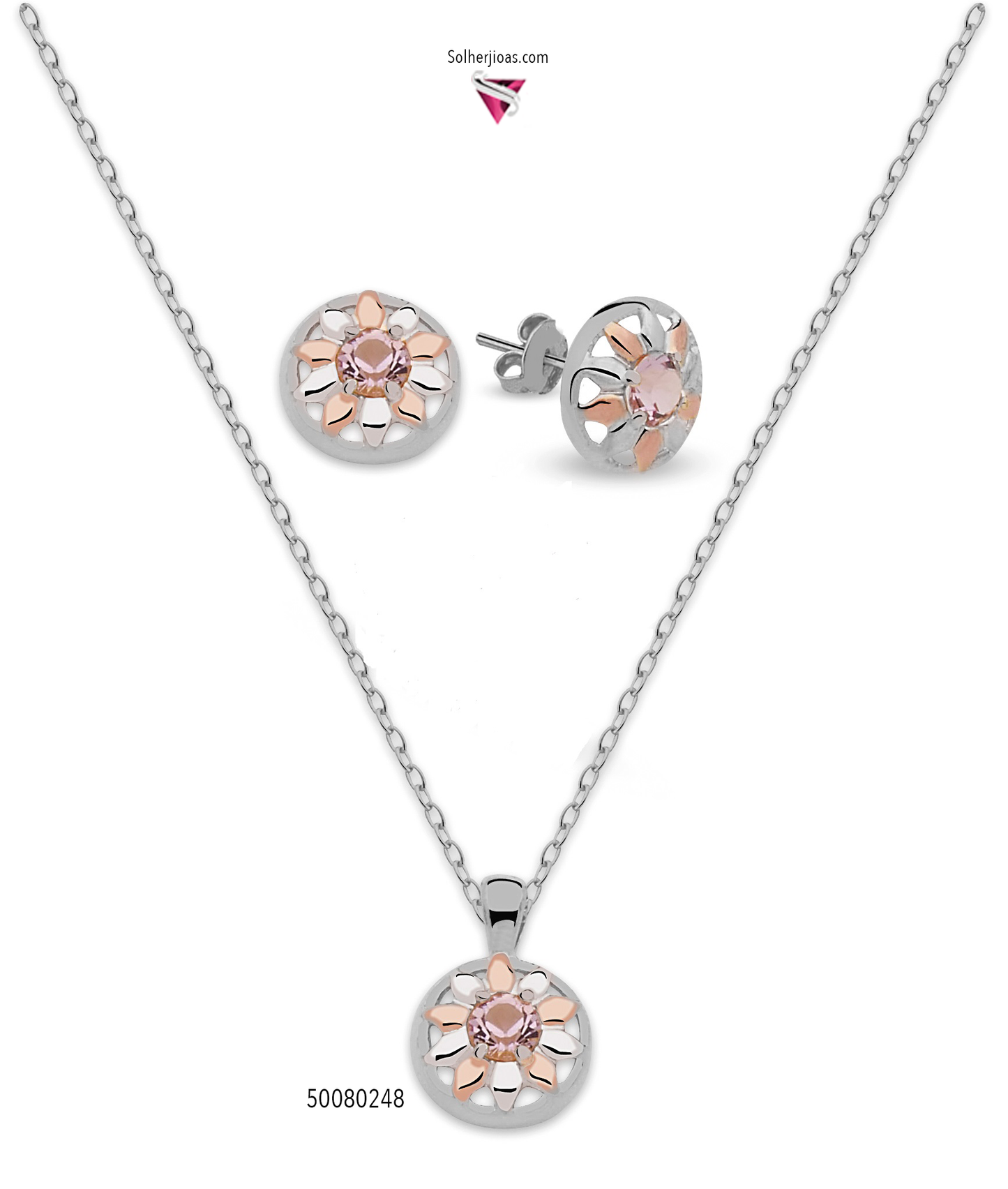 Conjunto Sol Estrella Plata con Circón