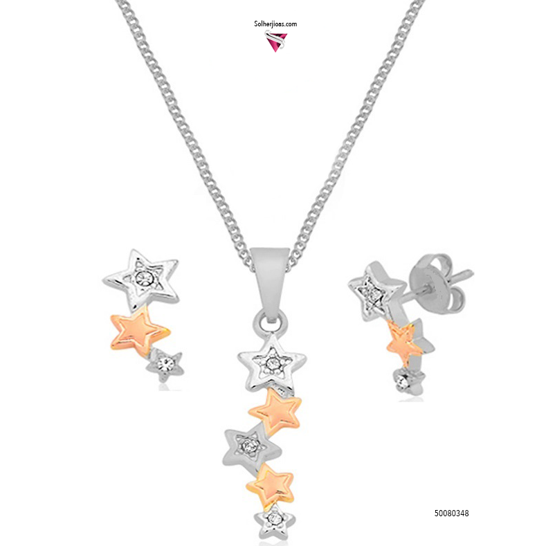 Conjunto Estrella Con Circónitas Plata.