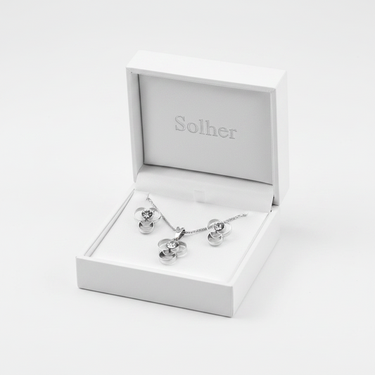 Conjunto Tres Lunas con Circonitas Plata.