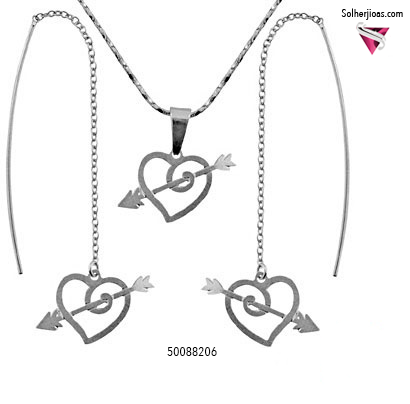 Conjunto Corazon Flechado Plata.