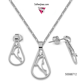 Conjunto Delfín Plata con Circonitas .