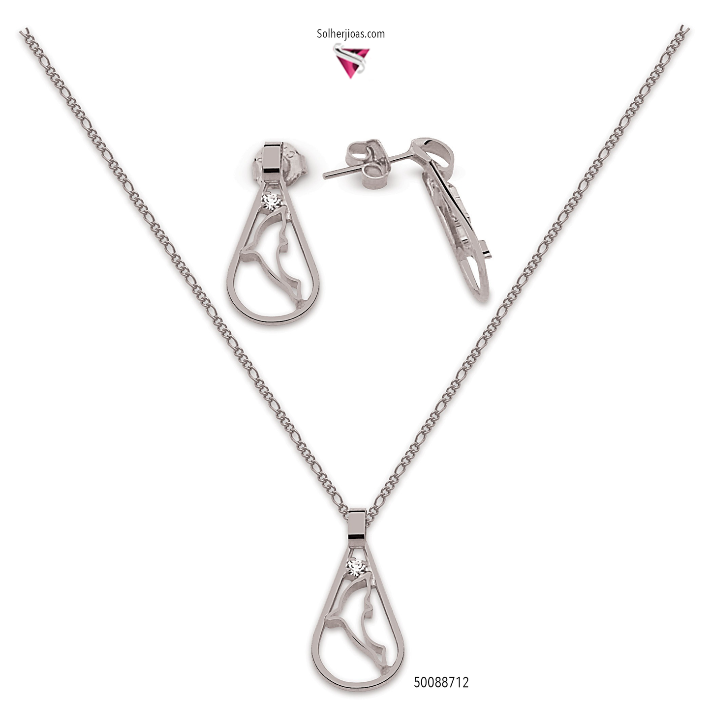 Conjunto Delfín Plata con Circonitas .