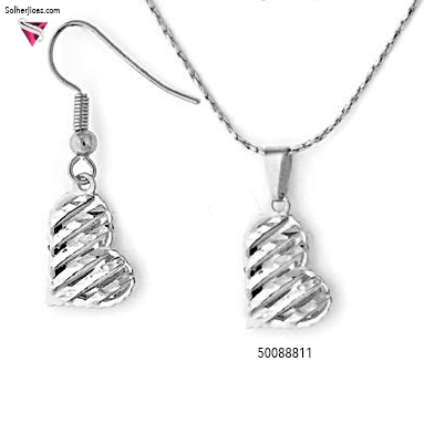 Conjunto Corazon Lirios De Amor Silver.