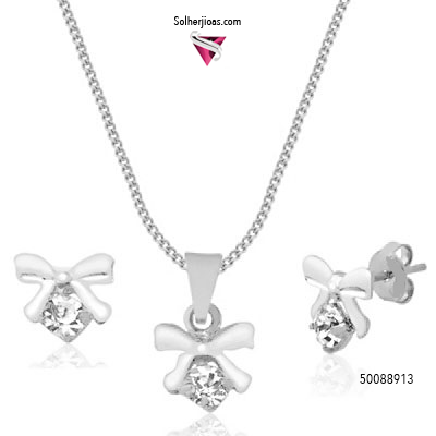 Conjunto Lazitos Plata Con Circonitas Finas .