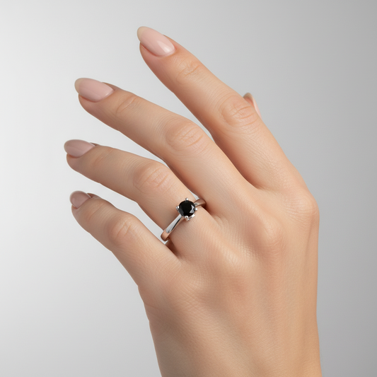 Anillo Zafiro Oro Blanco