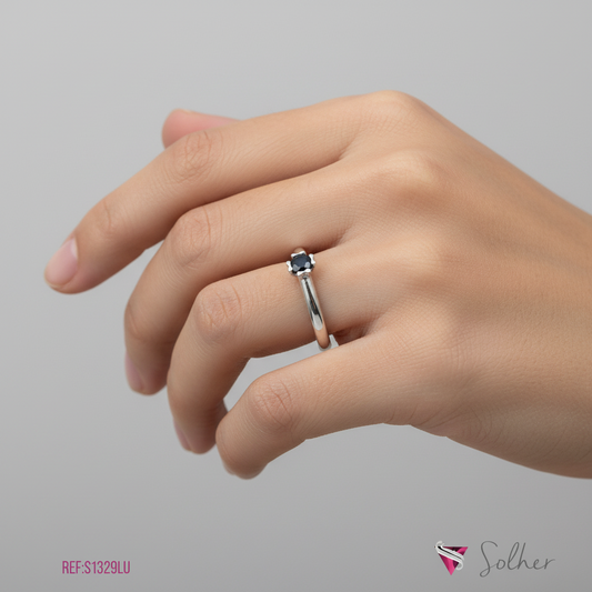 Anillo Zafiro Oro Blanco