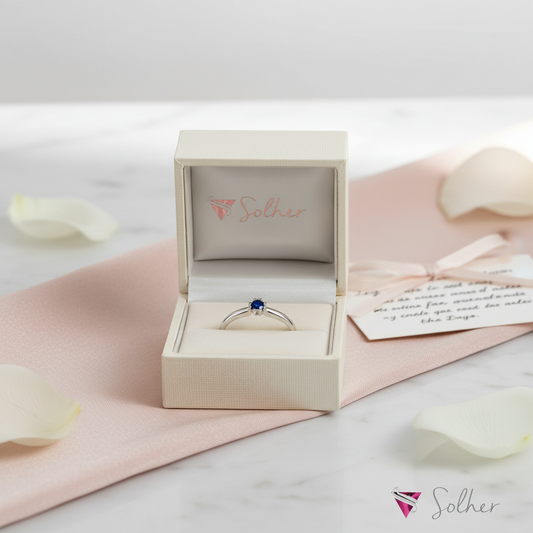 Anillo Zafiro Oro Blanco
