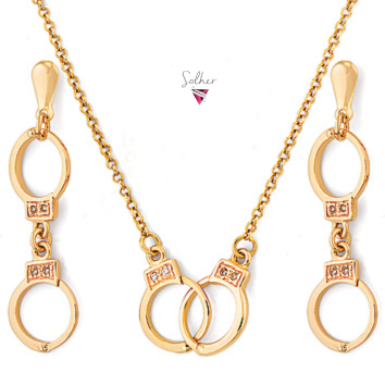 Conjunto Esposas Unidos Gold Con Circónita .